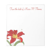 Modern Elegant Watercolor Floral Spring Lily Notizblock (Vorderseite)
