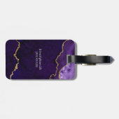 Modern Elegant Watercolor Marble Geode Purple Gold Gepäckanhänger (Rückseite horizontal)