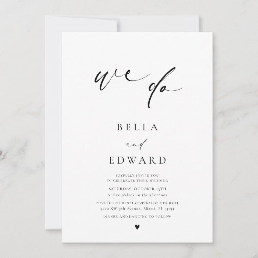 Modern Elegant We Do Wedding Invitation Einladung (Vorderseite)