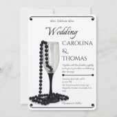 Modern Elegant Wedding Invitation Black Pearl Einladung (Vorderseite)
