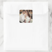 Modern elegant wedding photo handwriting quadratischer aufkleber (Tasche)