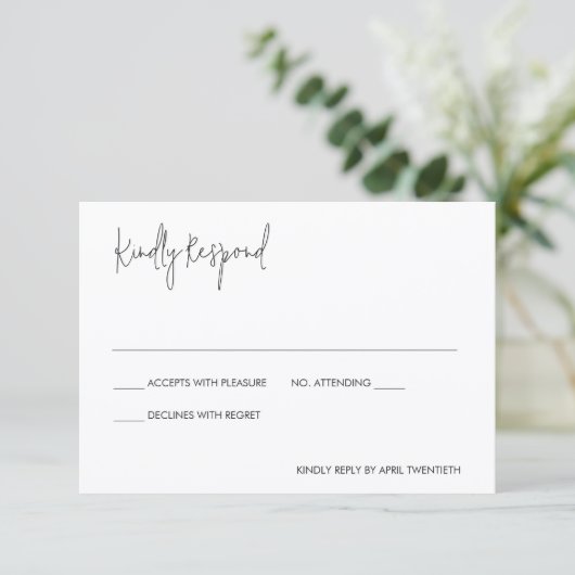 Modern Elegant Wedding RSVP Karte (Stehend Vorderseite)