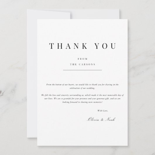 Modern & elegant White Dankeschön Karte (Vorderseite)