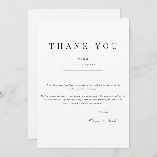 Modern & elegant White Dankeschön Karte (Vorne/Hinten)
