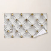 Modern Elegant White Leather Tufted Gold Badhandtuch Set (Handtuch)