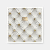 Modern Elegant White Leather Tufted Gold Serviette (Vorderseite)
