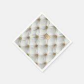 Modern Elegant White Leather Tufted Gold Serviette (Ecke)