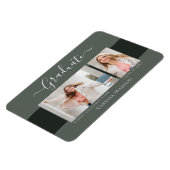 Modern | Elegante 2 Foto Grad Ankündigung Magnet (Linke Seite)