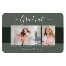 Modern | Elegante 2 Foto Grad Ankündigung Magnet