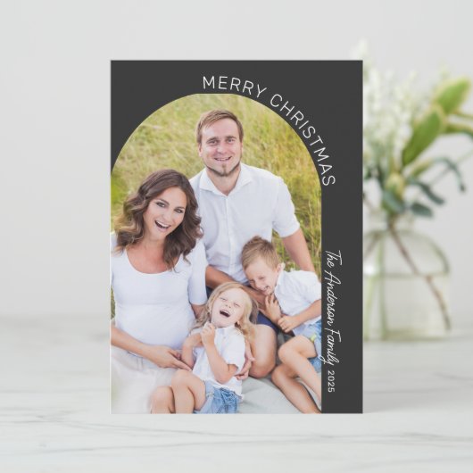 Modern Elegante Arch 2 Foto Weihnachten (Stehend Vorderseite)