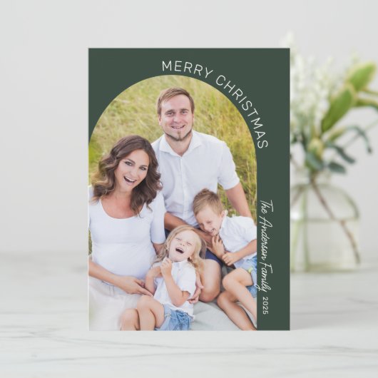 Modern Elegante Arch 2 Foto Weihnachten (Stehend Vorderseite)