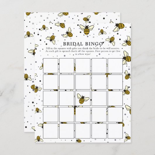 Modern Elegante Bee Brautparty Bingo Game (Vorne/Hinten)