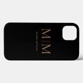  Modern elegante Black Gold Monogram Initials Name Case-Mate iPhone Hülle (Rückseite (Horizontal))