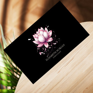 Modern Elegante Black Stylish Lotus Visitenkarte