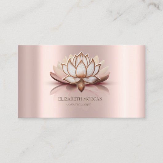Modern Elegante Brown Lotus Rose Visitenkarte (Vorderseite)
