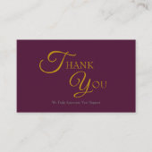 Modern Elegante Burgund und Gold Dankeschön Card Visitenkarte (Vorderseite)