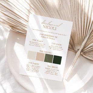 Modern Elegante Color Palette Bridesmaid Info Card Einladung