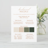 Modern Elegante Color Palette Bridesmaid Info Card Einladung (Stehend Vorderseite)