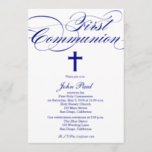 Modern Elegante Cross Kommunion Einladung für Jung