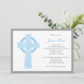 Modern Elegante Cross Kommunion Einladung für Jung (Stehend Vorderseite)