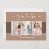 Modern | Elegante Earth Tone 2 Foto Abschluss Ankündigung (Vorderseite)