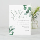 Modern Elegante Eucalyptus Sage Green Wedding Invi Einladung (Stehend Vorderseite)