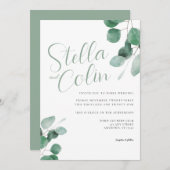 Modern Elegante Eucalyptus Sage Green Wedding Invi Einladung (Vorne/Hinten)