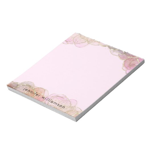 Modern Elegante Feminine Agate Rosa Rosa Gold Notizblock (Rotiert)