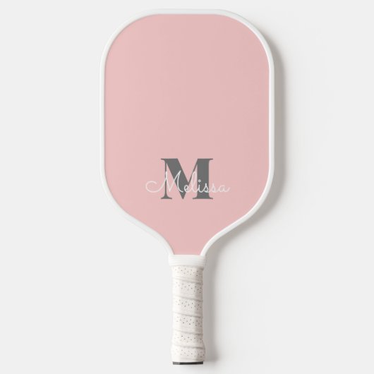 Modern Elegante Feminine Pink Monogram Name Pickleball Schläger (Vorderseite)