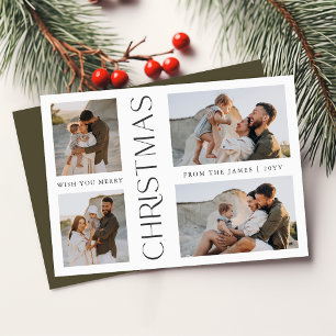 Modern Elegante Foto Collage Weihnachtskarte Feiertagskarte
