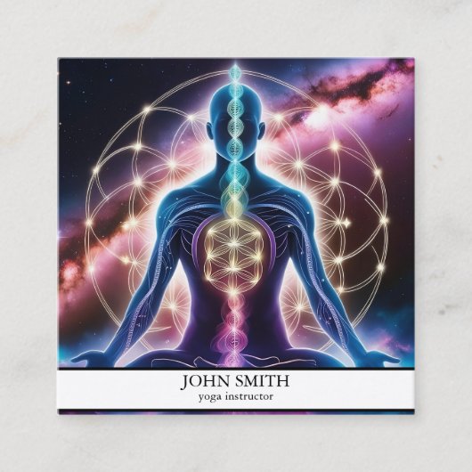 Modern Elegante Gold Chakra Spirituelle Energie Yo Quadratische Visitenkarte (Vorderseite)