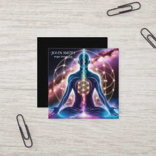 Modern Elegante Gold Chakra Spirituelle Energie Yo Quadratische Visitenkarte