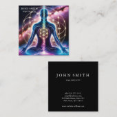 Modern Elegante Gold Chakra Spirituelle Energie Yo Quadratische Visitenkarte (Vorne/Hinten)