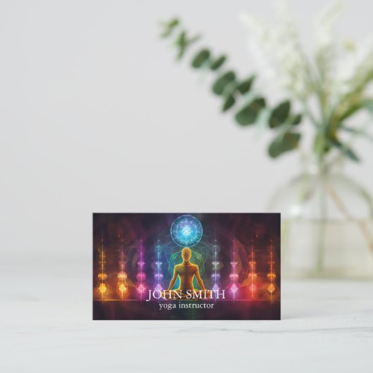 Modern Elegante Gold Chakra Spirituelle Energie Yo Visitenkarte (Stehend Vorderseite)