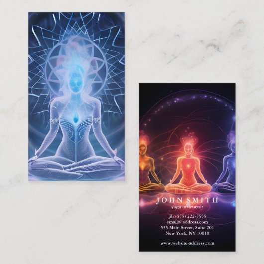 Modern Elegante Gold Chakra Spirituelle Energie Yo Visitenkarte (Vorne/Hinten)