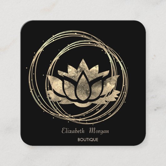 Modern Elegante Gold Circles Gold Lotus Quadratische Visitenkarte (Vorderseite)