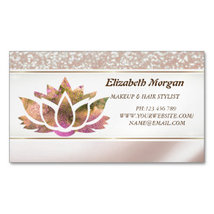 Modern Elegante Lotus Glitzer Magnetische Visitenkarte