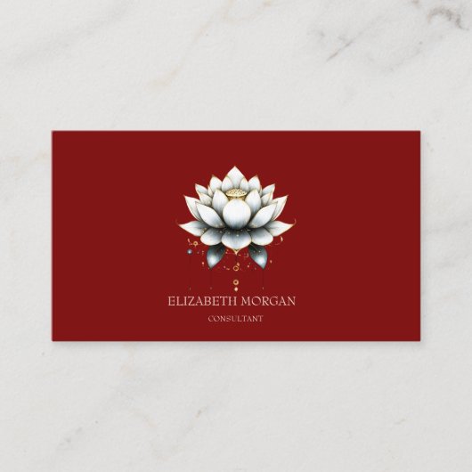 Modern Elegante Lotus Rot Visitenkarte (Vorderseite)