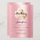 Modern, elegante Luftballon Gold Rosa Einladung