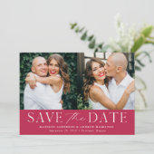 Modern Elegante Magenta 2 Foto Save The Date (Stehend Vorderseite)