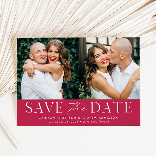 Modern Elegante Magenta 2 Foto Save The Date