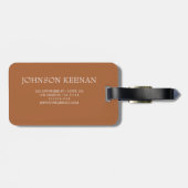 Modern Elegante Masculine mit Monogramm Name Gepäckanhänger (Rückseite horizontal)