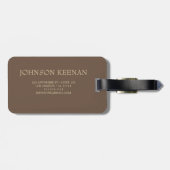 Modern Elegante Masculine mit Monogramm Name Gepäckanhänger (Rückseite horizontal)