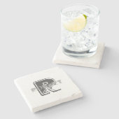 Modern-elegante Monogram Vorlage kreatives Design Steinuntersetzer (Seitenansicht)