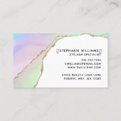 Modern Elegante Pastel Rainbow Gold Agate Lashes Visitenkarte (Rückseite)
