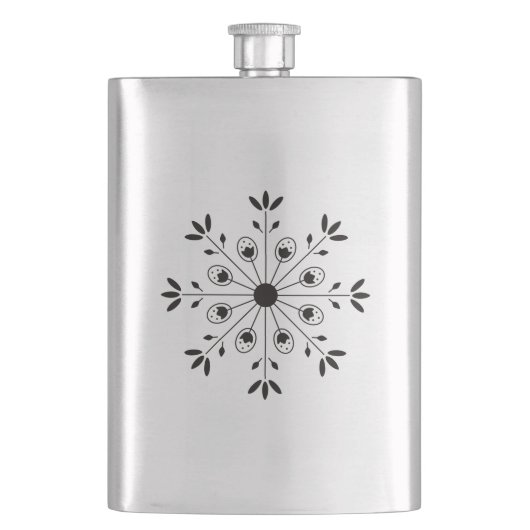 Modern Elegante Snowflake Black Flachmann (Vorderseite)