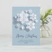 Modern Elegante Snowflake Weihnachten Gruß (Stehend Vorderseite)