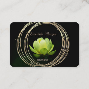 Modern Elegante Stilvolle Gold Circles Green Lotus Visitenkarte