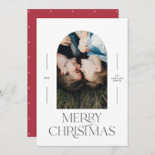 Modern elegante Typografie rot 1 Foto Weihnachten (Vorne/Hinten)