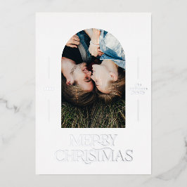 Modern elegante Typografie rot 1 Foto Weihnachten Folien Feiertagskarte